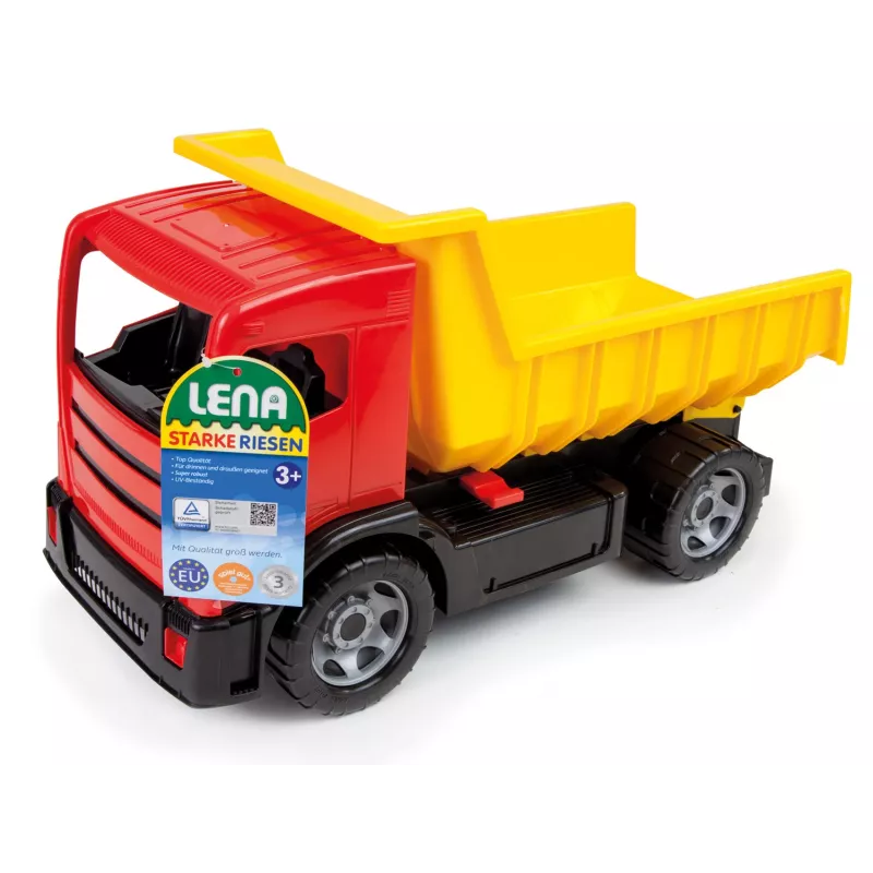 Camión Lena GIGA TRUCKS volquete azul rojo surtido
