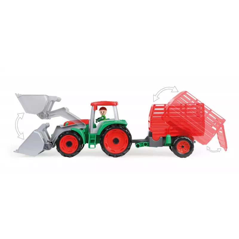 Tractor de juguete con remolque de heno Lena Truxx 04428 envase abierto – set de juego de plástico