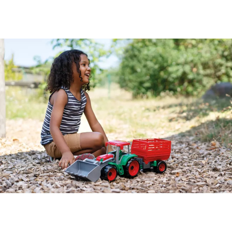Tractor de juguete con remolque de heno Lena Truxx 04428 envase abierto – set de juego de plástico