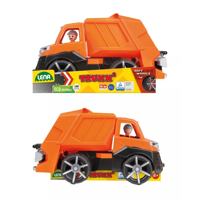 Camión de basura Lena TRUXX SM04534 goma acero naranja 2+ años