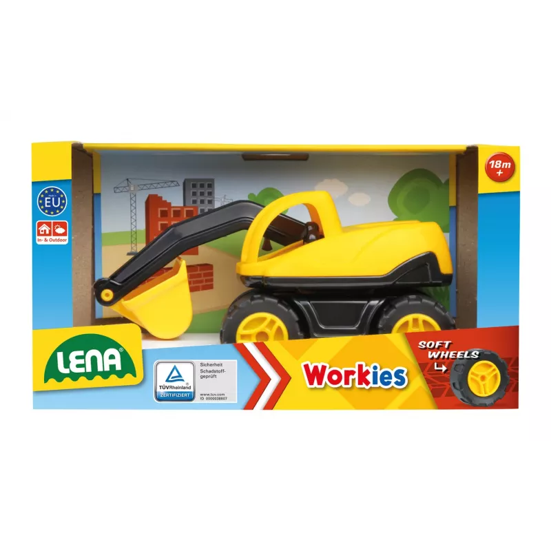 Excavadora de juguete caja Lena 01261 – set de construcción infantil, modelo de plástico