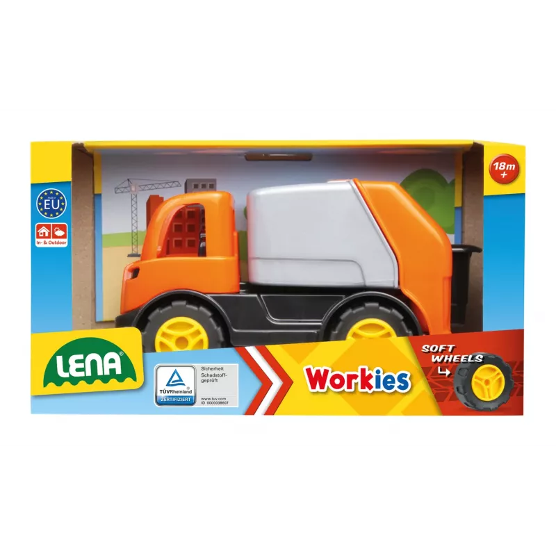 Camión de basura de juguete Lena 01264 — juguete infantil de metal y plástico, multicolor, a partir de 1,5 años