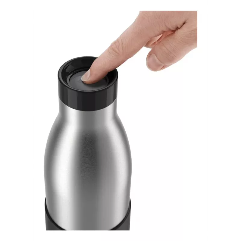 EMSA Bludrop Sleeve N3110500 botella de bebida fitness, deporte 500 ml acero inoxidable negro, acero inoxidable