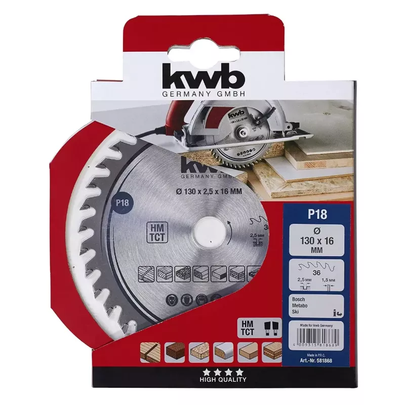 Disco de sierra circular KWB 581868 para metal 1 pieza 190 g
