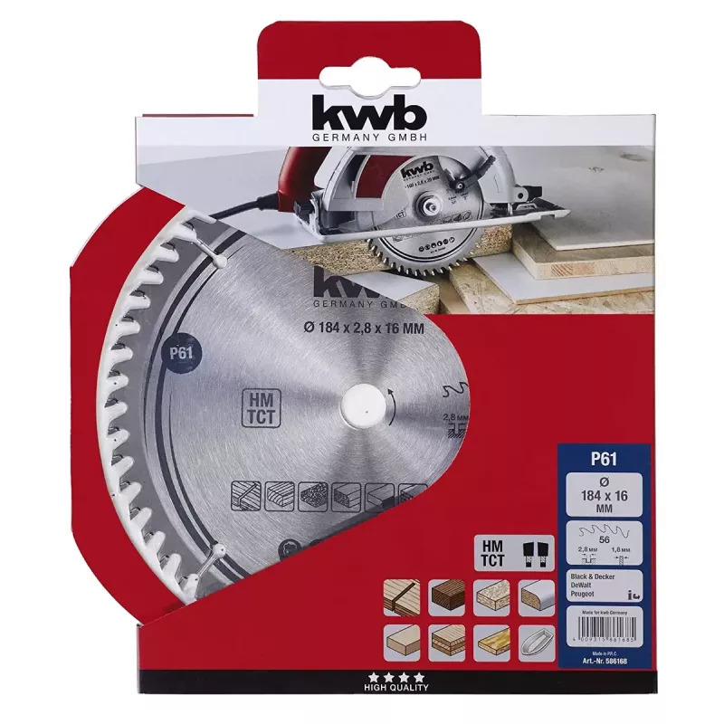 Disco de sierra circular KWB 586168 con plaquitas de metal duro 1 ud.