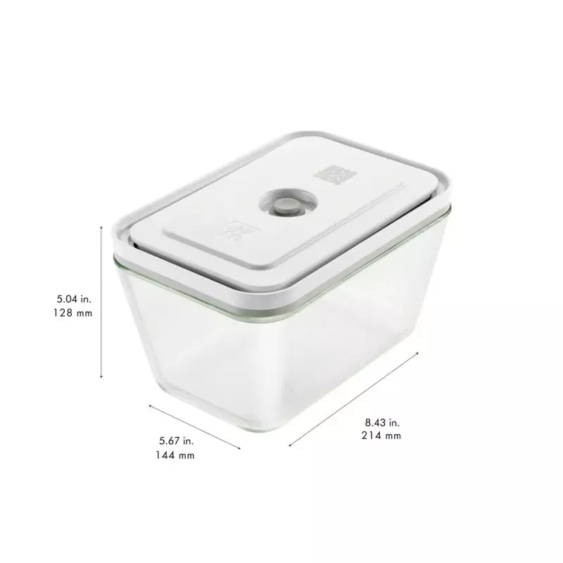 Fiambrera ZWILLING FRESH & SAVE rectangular cristal 1,6 L, tapa de plástico con cierre, apta para horno/microondas