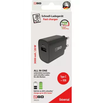 Cargador móvil 2GO 797273 universal negro carga rápida AC