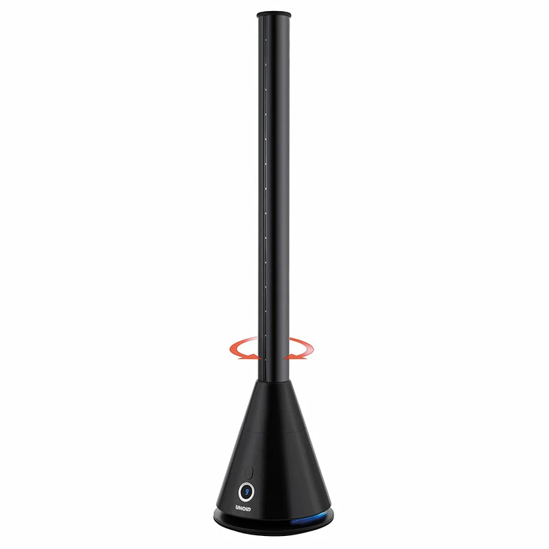 Unold ventilador de torre negro Tower, ventilador de torre doméstico, negro, suelo, plástico, 90°, táctil