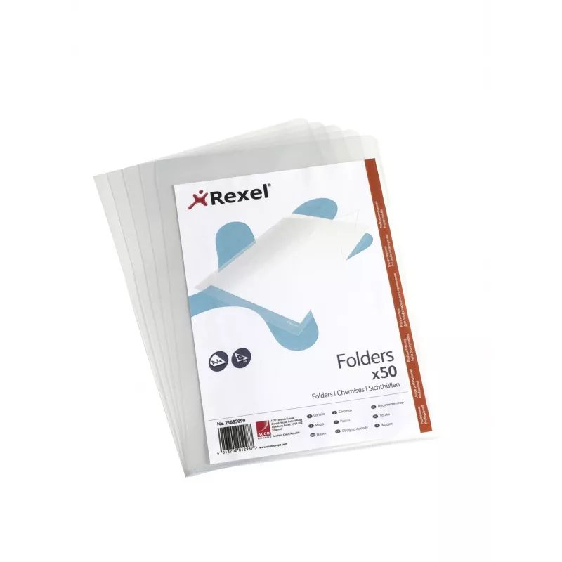 Rexel Crystal L Funda A4 transparente (50), 210 x 297 mm (A4), Transparente, Polipropileno (PP), 221 mm, 312 mm, 15 mm
