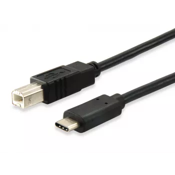Equip cable USB 2.0 Type-C a Type-B, 1 m, USB B, USB C, USB 2.0, conector macho/conector macho, negro