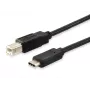 Equip cable USB 2.0 Type-C a Type-B, 1 m, USB B, USB C, USB 2.0, conector macho/conector macho, negro