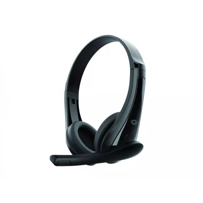 Auriculares con cable CONCEPTRONIC POLONA06B3T, estéreo 3,5 mm, micrófono con cancelación de ruido, supraaurales, 20–20000 Hz, cable de 1,8 m, negro