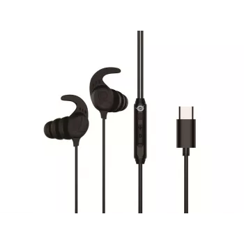 Auriculares in-ear con cable CONCEPTRONIC BRENDAN05B – USB-C, 20–20000 Hz, cable de 1,2 m, enganche para la oreja (negro)