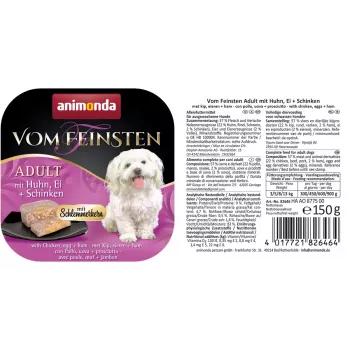animonda Vom Feinsten Gourmet core Adult con pollo, huevo y jamón comida húmeda para perros, 150 g