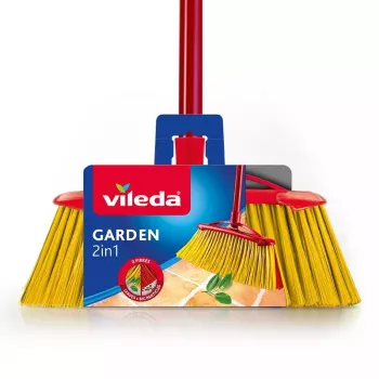 Escoba de exterior VILEDA modelo 128763, cerdas duras, tecnopolímero, roja