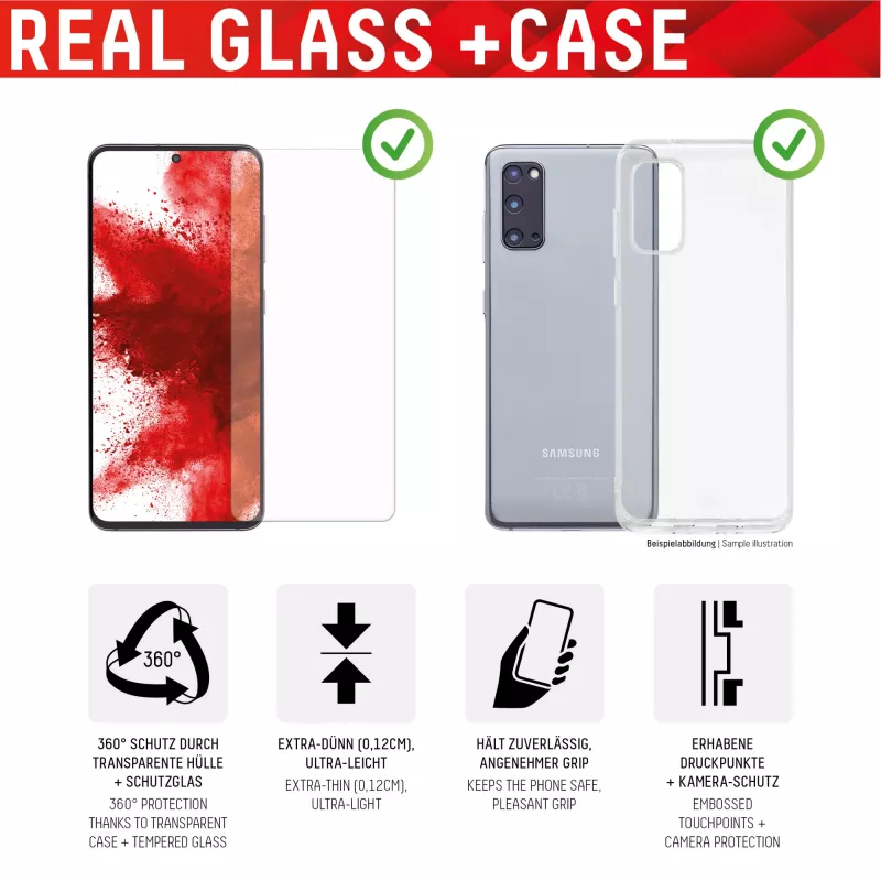 Lámina protectora de pantalla + funda Displex para Samsung Galaxy A53 5G, cristal templado