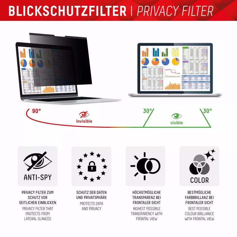 Filtro magnético de privacidad de 2 vías Displex PRIVACY SAFE para MacBook Pro 16,2''