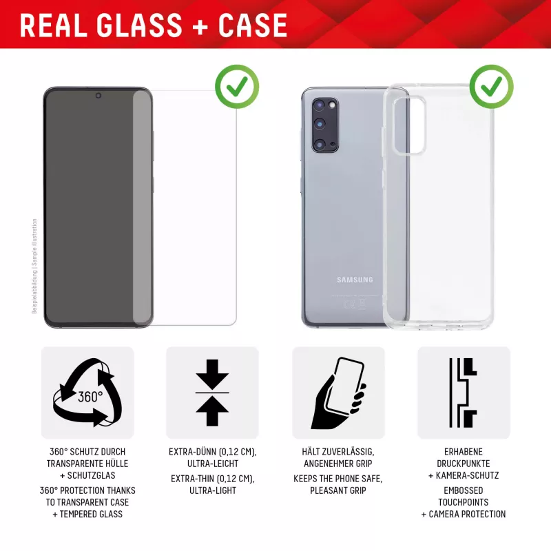 Lámina protectora de pantalla + funda Displex para Samsung Galaxy A54 5G cristal templado