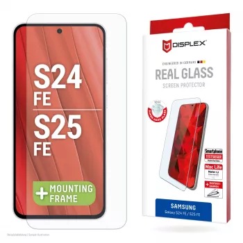 Protector de pantalla Displex (10H) para Samsung Galaxy S25 FE/S24 FE, marco de montaje Eco, antiaarañazos