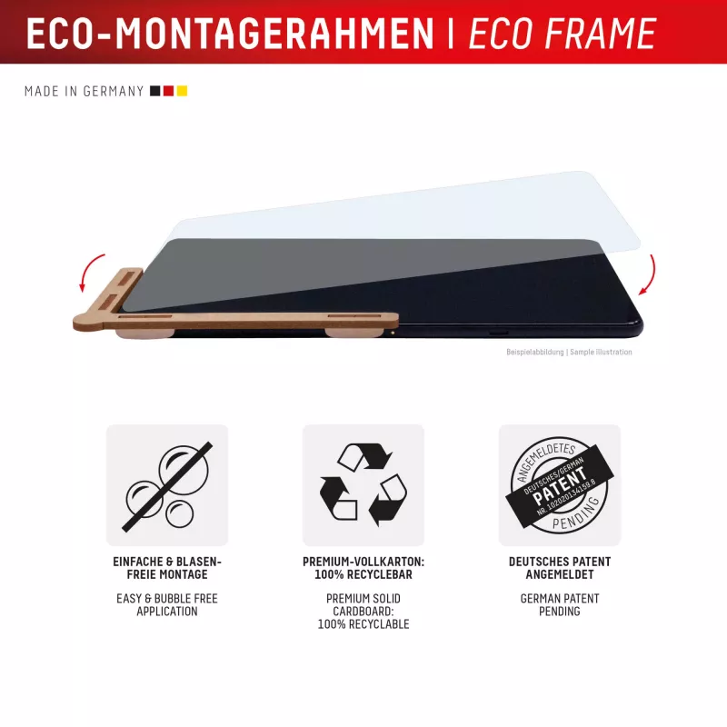 Cristal para tablet Displex (9H) para Samsung Galaxy Tab S11, marco de montaje Eco, irrompible