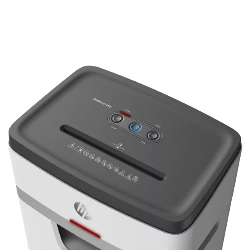 Destructora de documentos HP OneShred 12MC corte en micro 2x15 mm 12 hojas 25 L 65 dB 220 mm Blanco