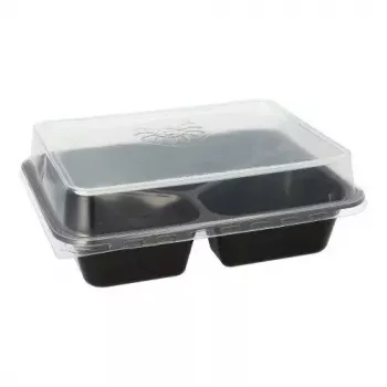 Papstar 96554 Recipiente de comida desechable negro PET 227x178x45 mm