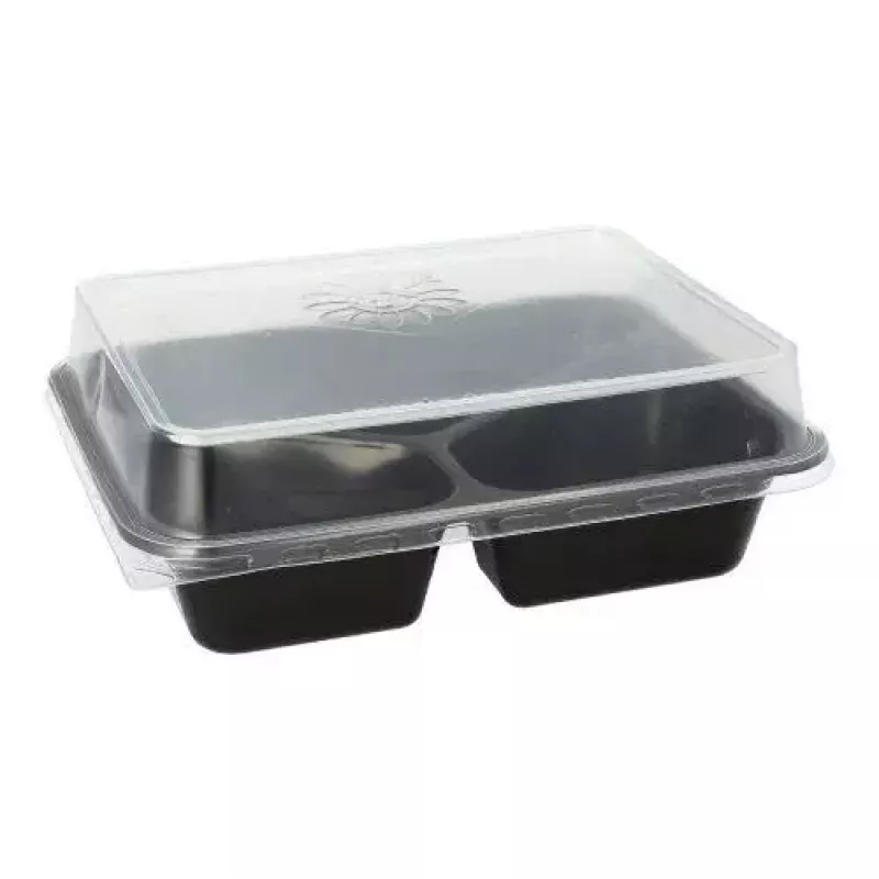 Papstar 96554 Recipiente de comida desechable negro PET 227x178x45 mm