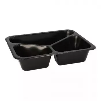 Papstar 96554 Recipiente de comida desechable negro PET 227x178x45 mm