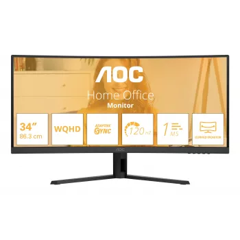 AOC B3 CU34B3E Monitor de ordenador 86,4 cm (34 pulgadas) 3440 x 1440 Píxeles Wide Quad HD LED Negro