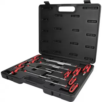KS Tools ERGOTORQUEplus Juego de llaves Torx con mango en T y orificio, 9 piezas, TB10-TB50 (151.8160)