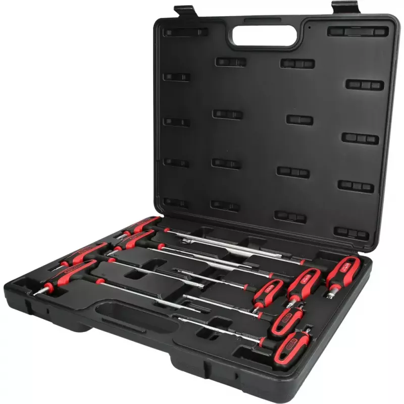 KS Tools ERGOTORQUEplus Juego de llaves Torx con mango en T y orificio, 9 piezas, TB10-TB50 (151.8160)