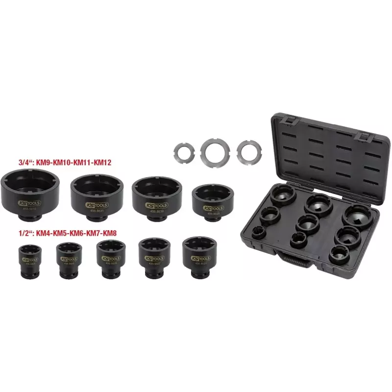 Juego de vasos KS Tools 450.5020 — 9 vasos, peso 7,82 kg