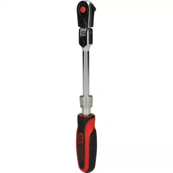 KS Tools 914.1420 1/4" SlimPOWER Llave de carraca reversible con articulación telescópica, 72 dientes