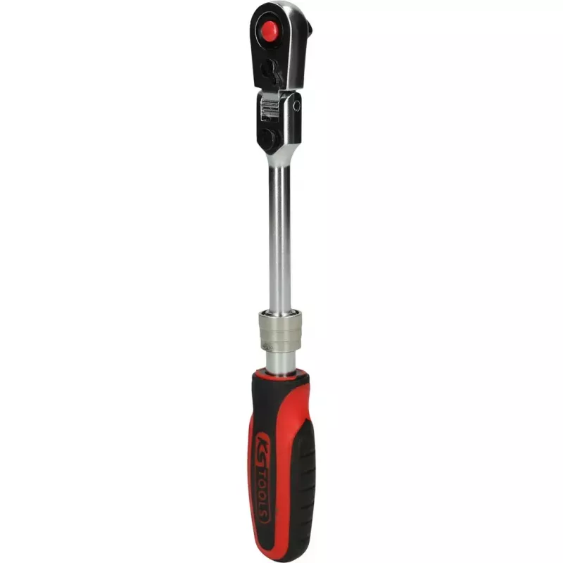 KS Tools 914.1420 1/4" SlimPOWER Llave de carraca reversible con articulación telescópica, 72 dientes