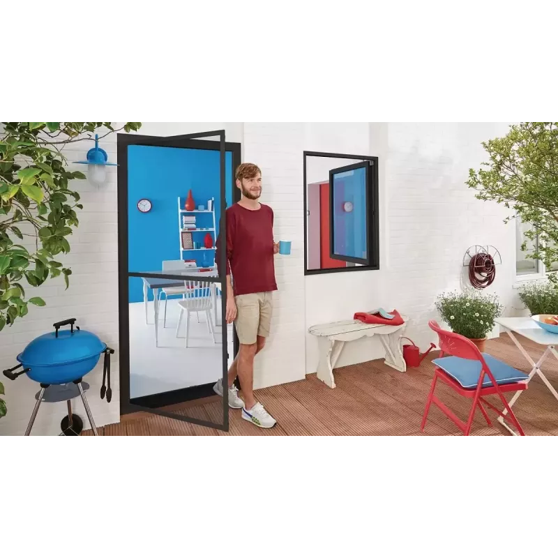 Mosquitera para puerta TESA 55192-00003-00 ancho 1000 mm alto 2200 mm antracita