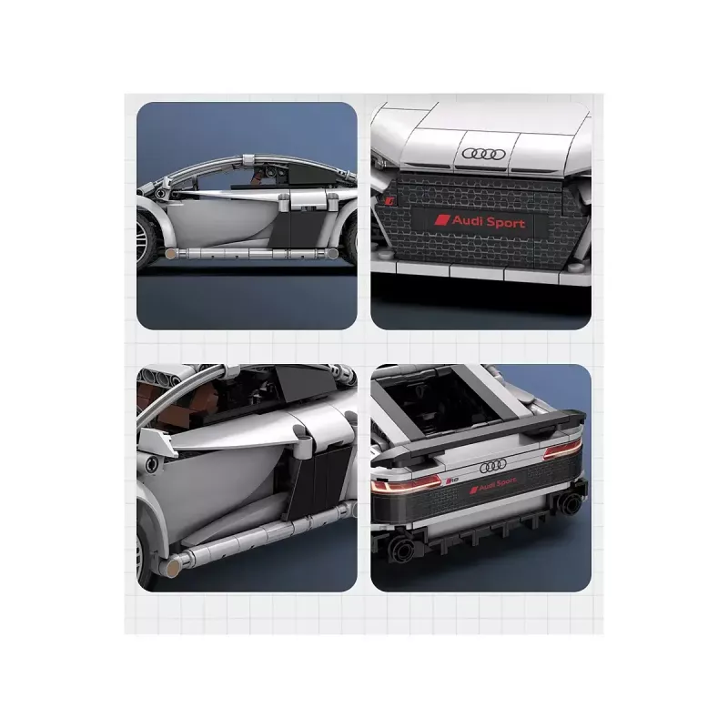 Jamara CaDA Audi R8 Coupé 1:14 gris, set de bloques RC 2,4 GHz