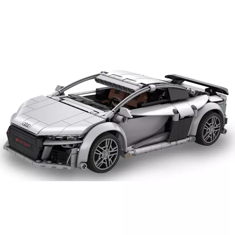 Jamara CaDA Audi R8 Coupé 1:14 gris, set de bloques RC 2,4 GHz
