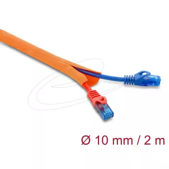 Funda protectora de cables autoadhesiva DELOCK 2 m x 10 mm naranja