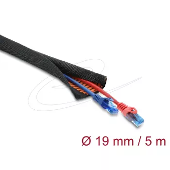 Funda protectora de cables autoadhesiva de doble capa DELOCK 5 m x 19 mm negro