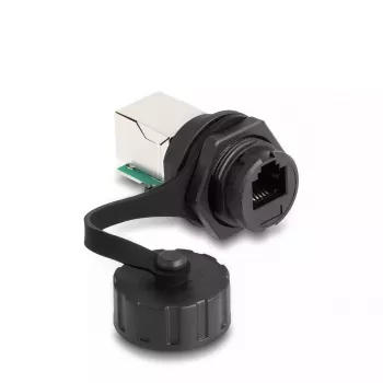 Conector de cable DeLOCK RJ12 hembra a RJ12 hembra IP68 impermeable negro