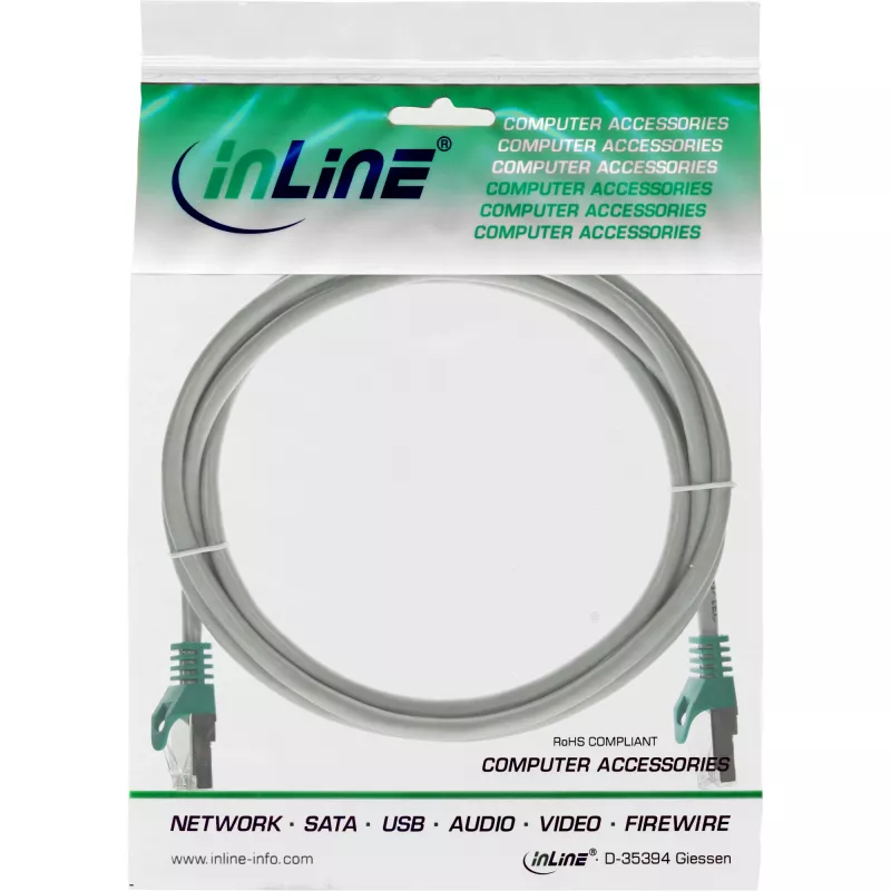 Cable de conexión cruzado InLine PC a PC SF/UTP Cat.5e gris 3 m