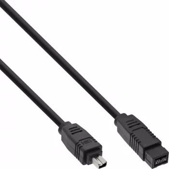 Cable InLine FireWire 400 a 800 1394b (conector macho 4/9 pines, 1,8 m), negro