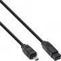 Cable InLine FireWire 400 a 800 1394b (conector macho 4/9 pines, 1,8 m), negro