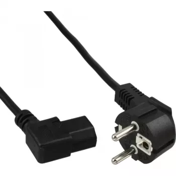 Cable de alimentación InLine, CEE 7/7 acodado / IEC C13 de 3 polos acodado a la izquierda, negro, 1,8 m