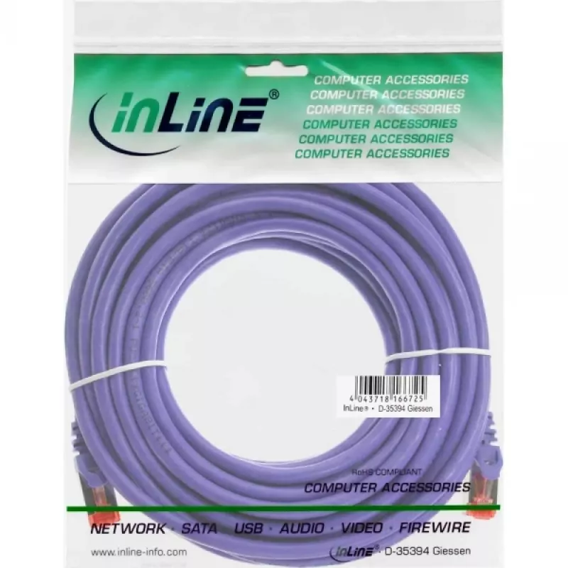Cable de conexión InLine S/FTP PiMF Cat.6 250MHz PVC cobre lila 7,5 m