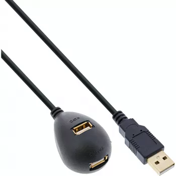 Cable InLine USB 2.0 Type-A conector macho / conector hembra, con base, negro, 2 m