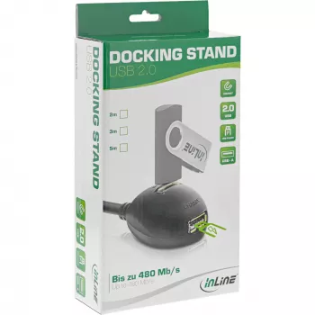 Cable InLine USB 2.0 Type-A conector macho / conector hembra, con base, negro, 2 m