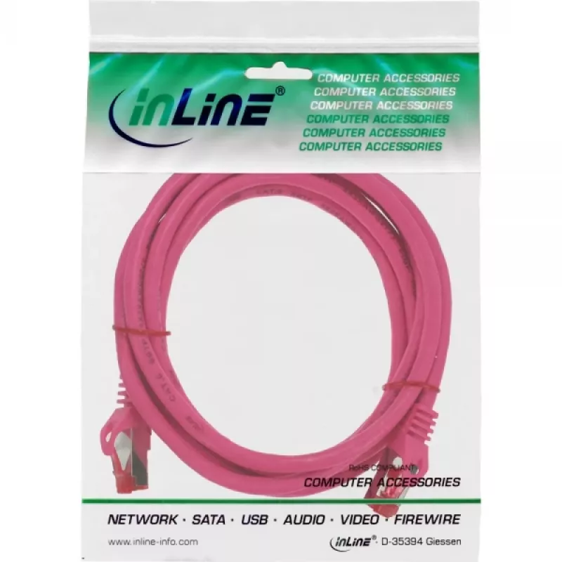 Cable de conexión InLine S/FTP PiMF Cat.6 250MHz PVC cobre rosa 3 m