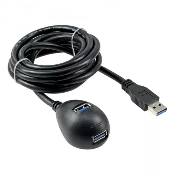 Cable InLine USB 3.2 Gen.1 USB Type-A macho / A hembra + alimentación, con soporte, negro, 2 m