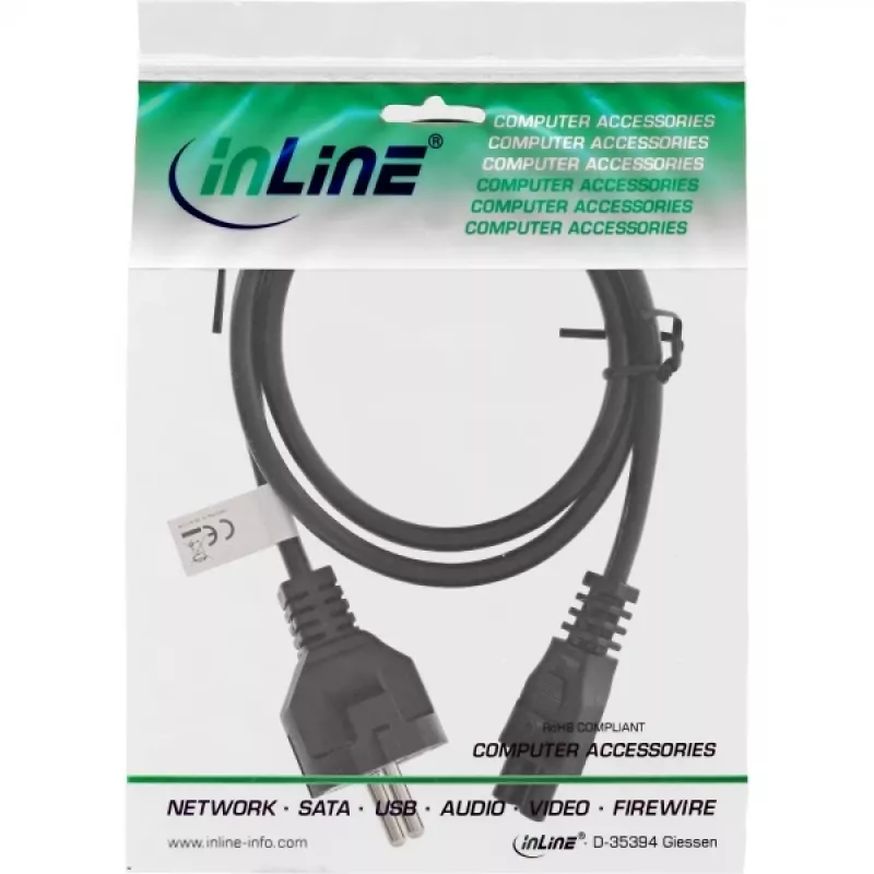 Cable de alimentación InLine tipo F alemán / conector de portátil 